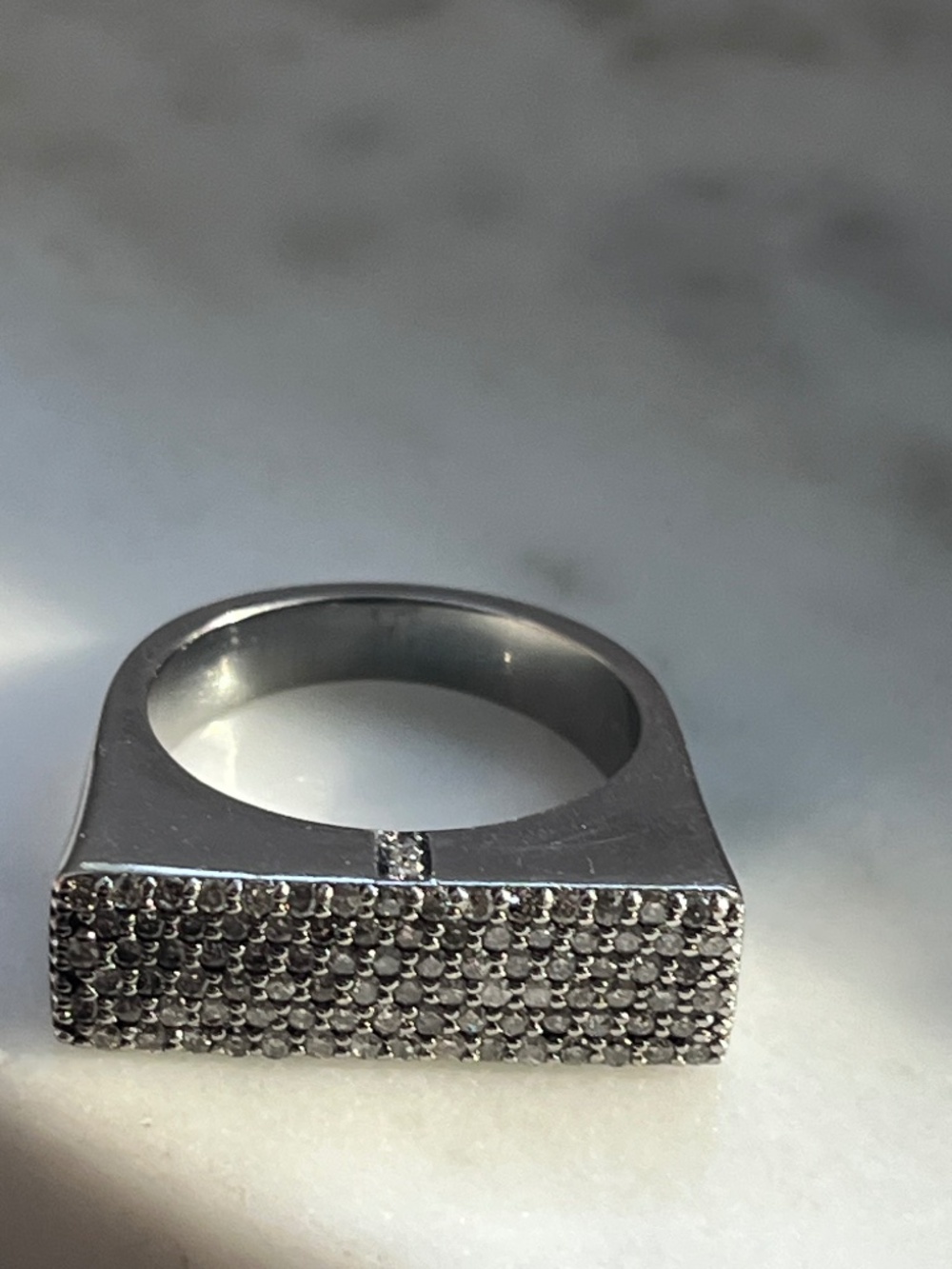 Sheryl Lowe Diamond Sterling Tower Ring Sz. 8